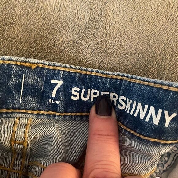 GAP super Skinny Ankle Jeans/Jeggings Sequin Stars size 7 girls *slim* - Picture 8 of 15